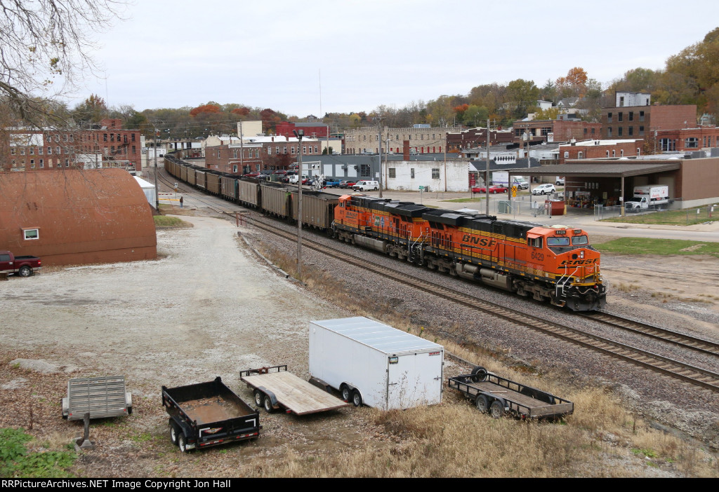 The rear DPU's of E-PCTBTM head away through Burlington